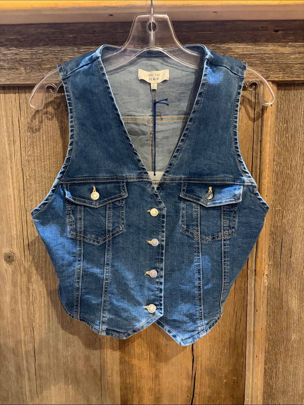 Love Tree Denim Tank Vest - Dark Blue